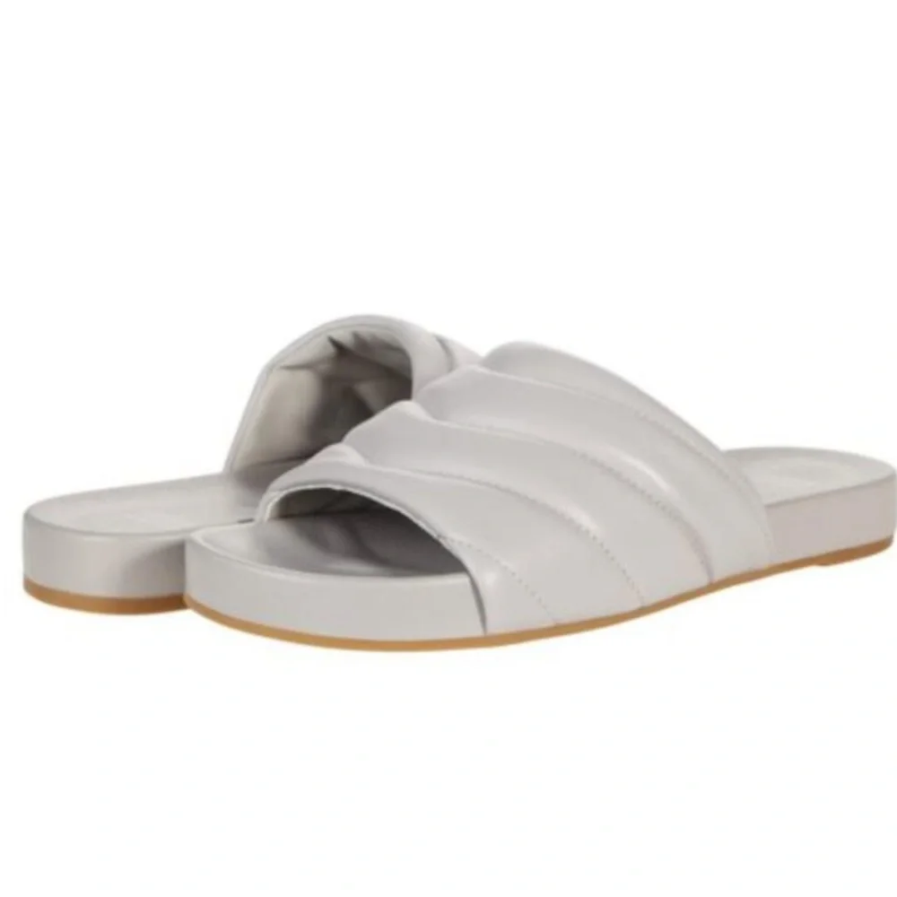 Eileen Fisher Haze Barley Nappa leather grey comfort slides sandals size 6.5